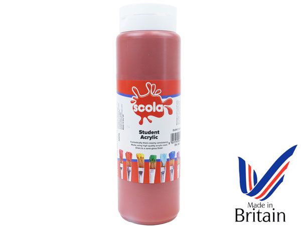 SCOLA - Student Acrylic 500ml Artists Paint - Burnt Sienna... UK Produced