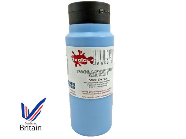 SCOLA - Student Acrylic 500ml Artists Paint - Sky Blue... UK Produced